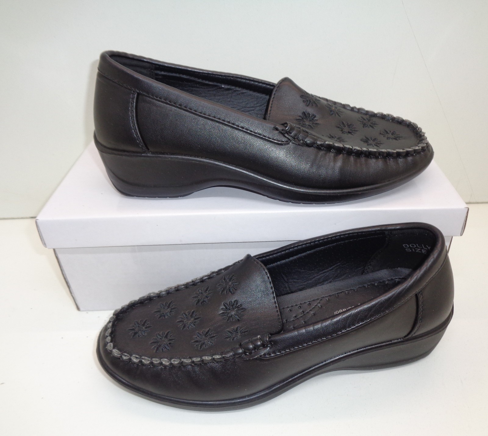 Ladies Womens Black Shoes Low Wedge Casual Flats Wide Fit New RRP £30 UK Size 4 image 2