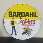 VINTAGE BARDAHL FIGHTS CRIME GANGS GASOLINE MOTOR OIL PORCELAIN SIGN