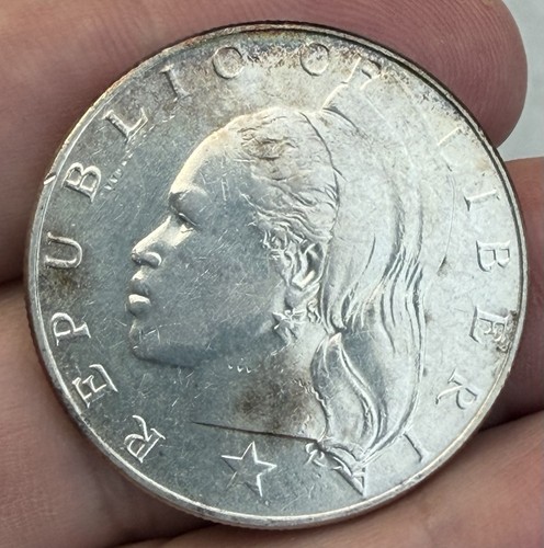 1962 LIBERIA $1 DOLLAR SILVER CROWN GREAT DETAILS 90% Silver MINTED IN USA