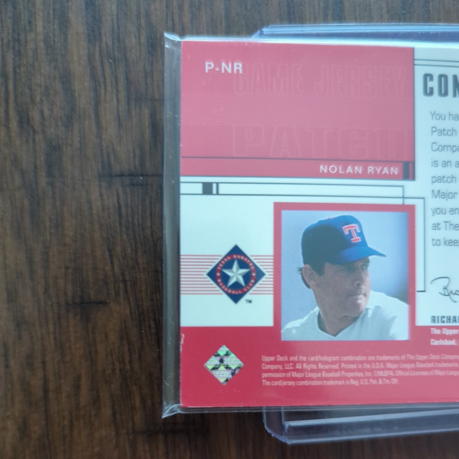 2001 UD UPPER DECK NOLAN RYAN #P-NR GAME USED WORN RANGERS JERSEY PATCH SSP view 5