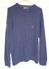 Vintage Chaps Ralph Lauren L/S Hand Framed Sweater 100 Cotton Navy Blue Men  s L