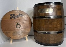 Letrero de barril de madera vintage Stroh’s Beer barril enfriador grande publicidad cervecería