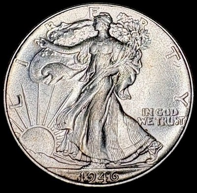 1946 BU GEM UNCIRCULATED WALKING LIBERTY SILVER HALF DOLLAR In Mint State