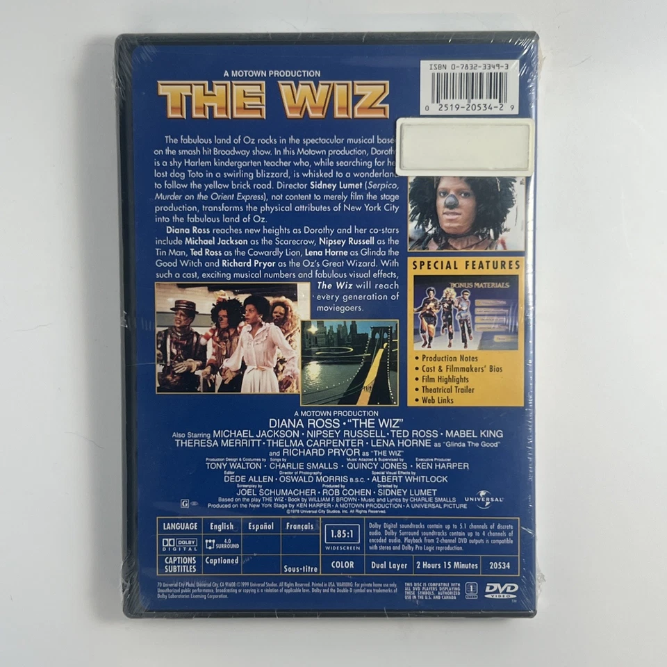 NEW! THE WIZ Diana Ross DVD Michael Jackson Richard Pryor Lena Horne - Image 2 of 3
