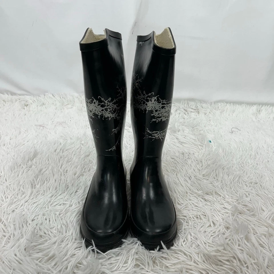 Botas de lluvia Sporto para mujer 6 negras Wendy media pantorrilla árbol botas de lluvia goma impermeables Foto 2 de 4