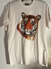 Vintage Jerzees Tiger Graphic T-shirt Men's Large White 90s Coldwater Creek