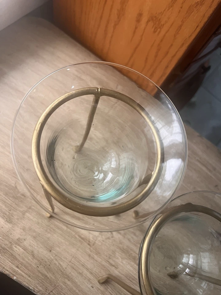 2 Cepillos Regency Hierro Forjado Dorado Soplado a Mano Vidrio Flotante Huracán Luz T Foto 4 de 4