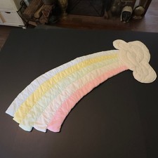 Quilted Rainbow Wall Hanging Pastel Cloud Vintage Style Large Nursery Whimsical