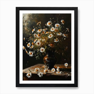 Baroque Floral Still Life Oxeye Dai Framed Wall Art Poster Canvas Print Picture