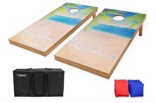 GoSports 4 ft x 2 ft Regulation Size Premium Wood Cornhole Set - Beach