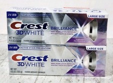 NEW Crest 3D Lot of 2 White Brilliance Toothpaste Vibrant Peppermint 4.6oz
