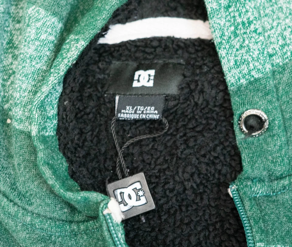 DC Shoes Sudadera con Capucha Cremallera Completa Para Hombres XL Sherpa Forrada de Vellón Cremallera Completa Sudadera Y2K Foto 3 de 4
