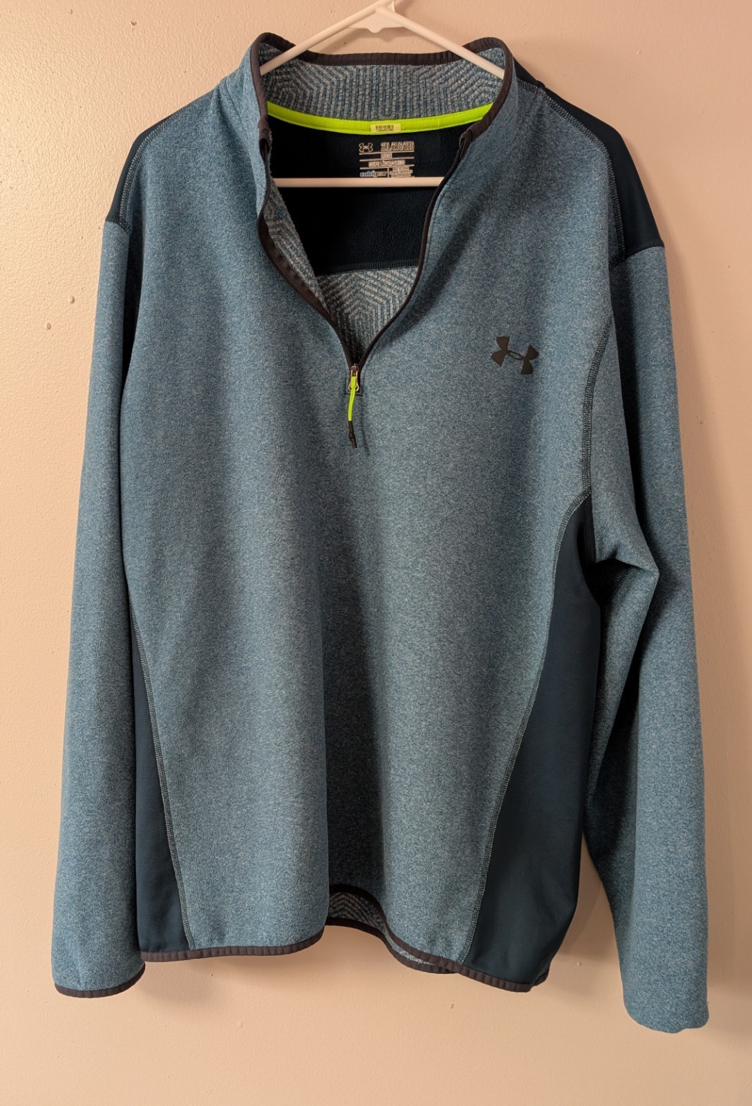 Under Armour Coldgear Blue Quarter Zip Pullover Sweatshirt Mens Size 2XL Loose
