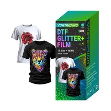 VORTRIDINO DTF Glitter Film 11.8in x 164ft Glitter DTF Transfer Film Roll, Co...