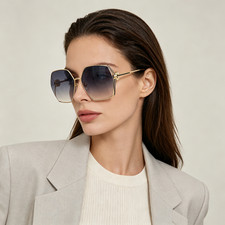 Gucci GG1322SA Gold Geometric Sunglasses Grey Gradient 64-16-135
