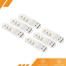 6 Pack - USB Night Light Portable Plug-in Mini LED Lamp Stick 3 Beads White