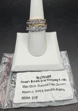 Bomb Party Delicates  Sz 8 Moon’s Breath Over Sleeping Fields CZ Hematite & Gold