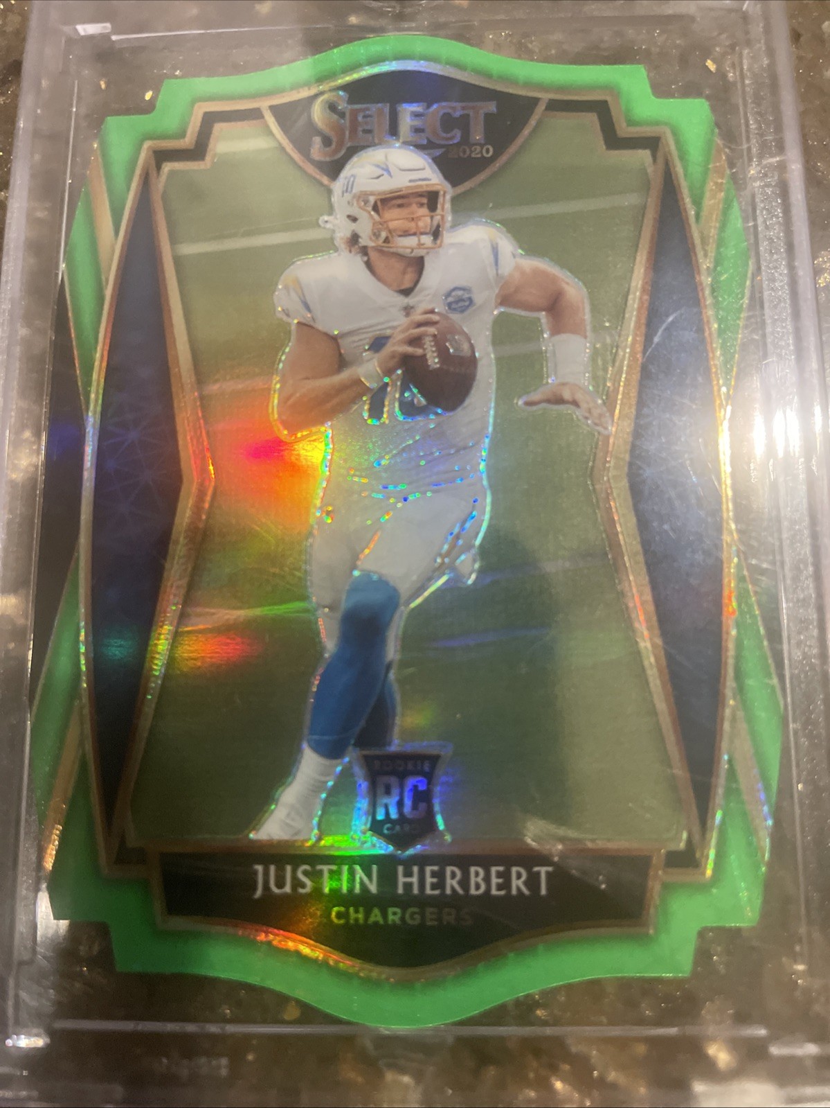 2020  Select - Premier Level Justin Herbert Neon Green Prizm Die-Cut