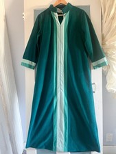 Vintage 80s Vanity Fair Green Robe Women 12 Housecoat Full Zip Made USA Retro