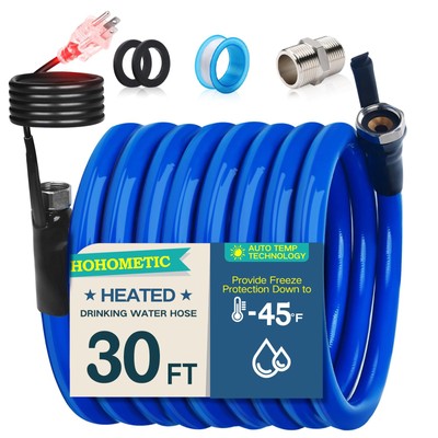 HOHOMETIC 30FT Heated Water Hose for RV,-45   Antifreeze 4.0 Upgraded Heated ...