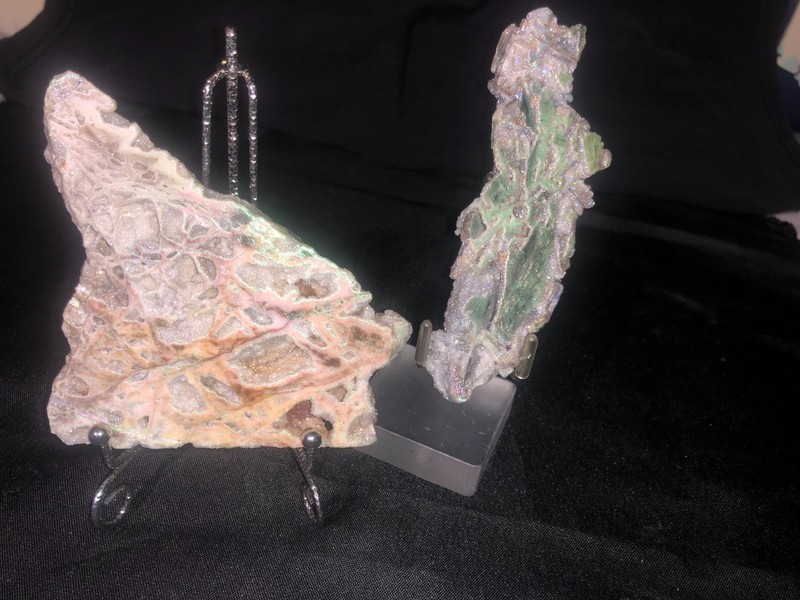 ELECTROPLATED  SAPHALRITE PIECES WITH STANDS  ( NO-RESERVE )