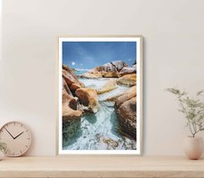 Bizarre Shaped Rocks in Blue Ocean Poster Premium Quality Choose your Size