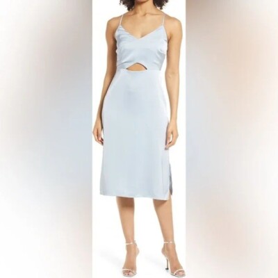 sachin and babi light blue dress NWT Sam Edelman Women's Blue Sleeveless Satin Cutout Midi Dress Size 12