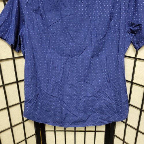 Michael Kors Shirt Mens Sz L Navy Polka Dot Short Sleeve Collared Button Up G24 - Picture 13 of 16