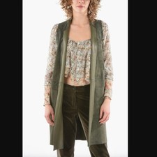 Salvatore Santoro Suede Open Front Maxi Duster Vest, Size M