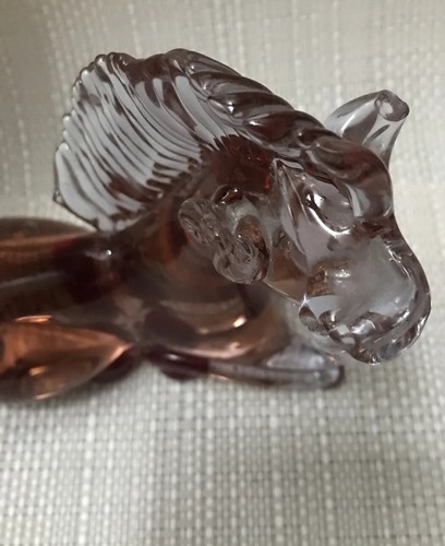 HORSE PONY 3D GLASS PINK FIGURINE TABLE CENTRE ORNAMENTAL HOME DECOR 14cm Tall - Picture 3 of 11
