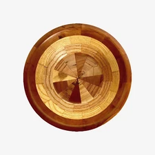 Artisan; STS Signed Lathe Turned Mixed Wood Marquetry Bowl 9" Wide