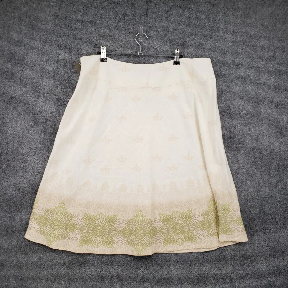 NUEVA Falda Merona Mujer 18W Plus Beige Mezcla de Lino Línea A Mini Talla Cremallera Boho Foto 2 de 4