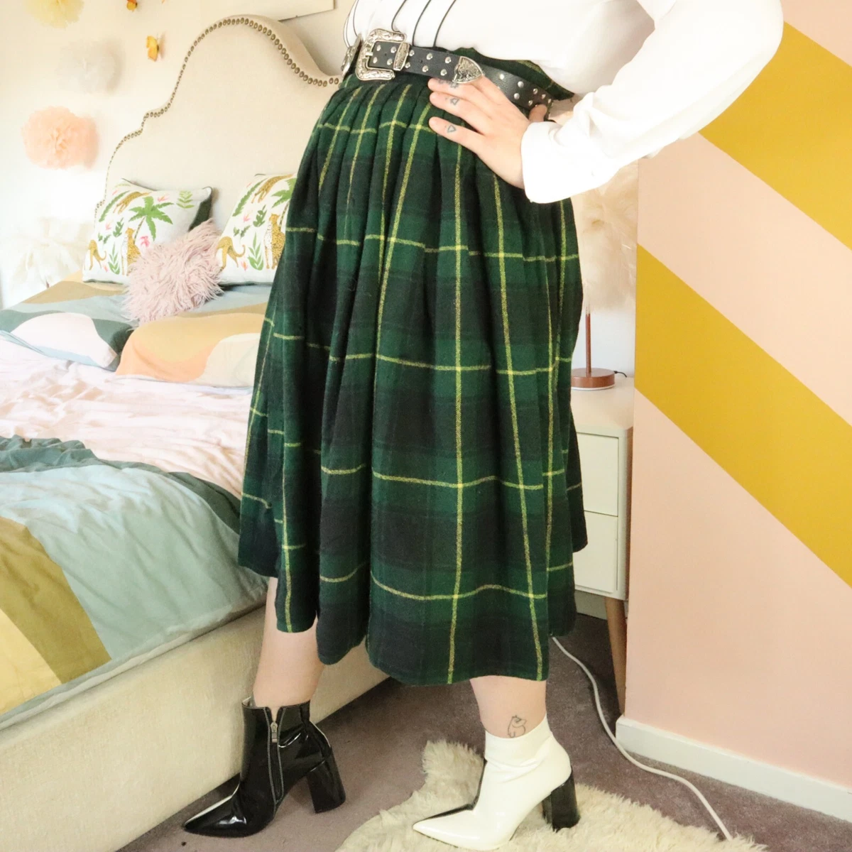 Vintage 80s Tartan Plaid Check Checked Checks Checkered Wool