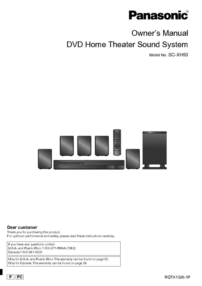 Panasonic SA-XH50 Home Theater System Owners Instruction Manual | eBay