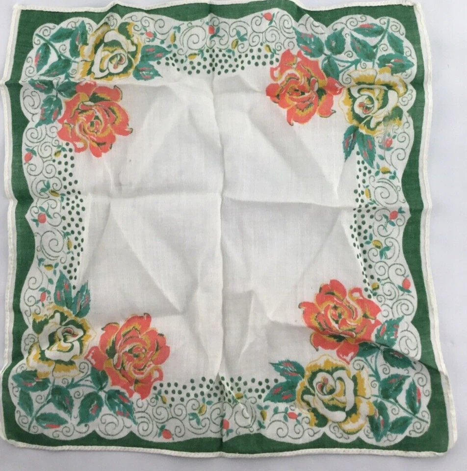 Lenço Feminino Meio Século Estampa Floral Flores Vintage Verde 9" - Imagem 3 de 3