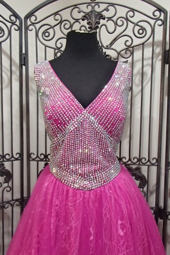 G1364 RACHEL ALLAN 7027 MAGENTA SZ 14w $599 PAGEANT PROM GOWN DRESS - Picture 4 of 8