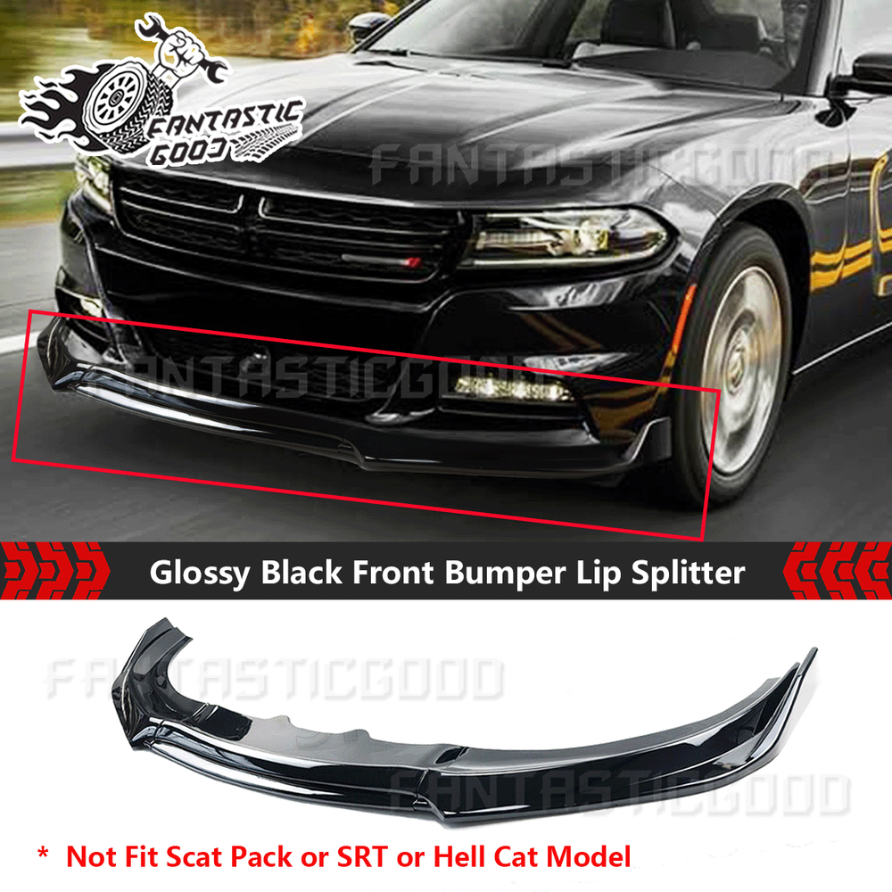 For Dodge Charger SE SXT GT 2015-23 Black V3 Style Front Bumper Lip Splitter Kit