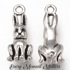 10 x Tibetan Silver RABBIT HARE EASTER BUNNY 3D SOLID 23x9x7mm Charms LOW STOCK
