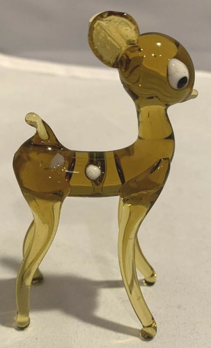 3 PIECE BLOWN GLASS MINIATURE AMBER DEER SET - Picture 4 of 8
