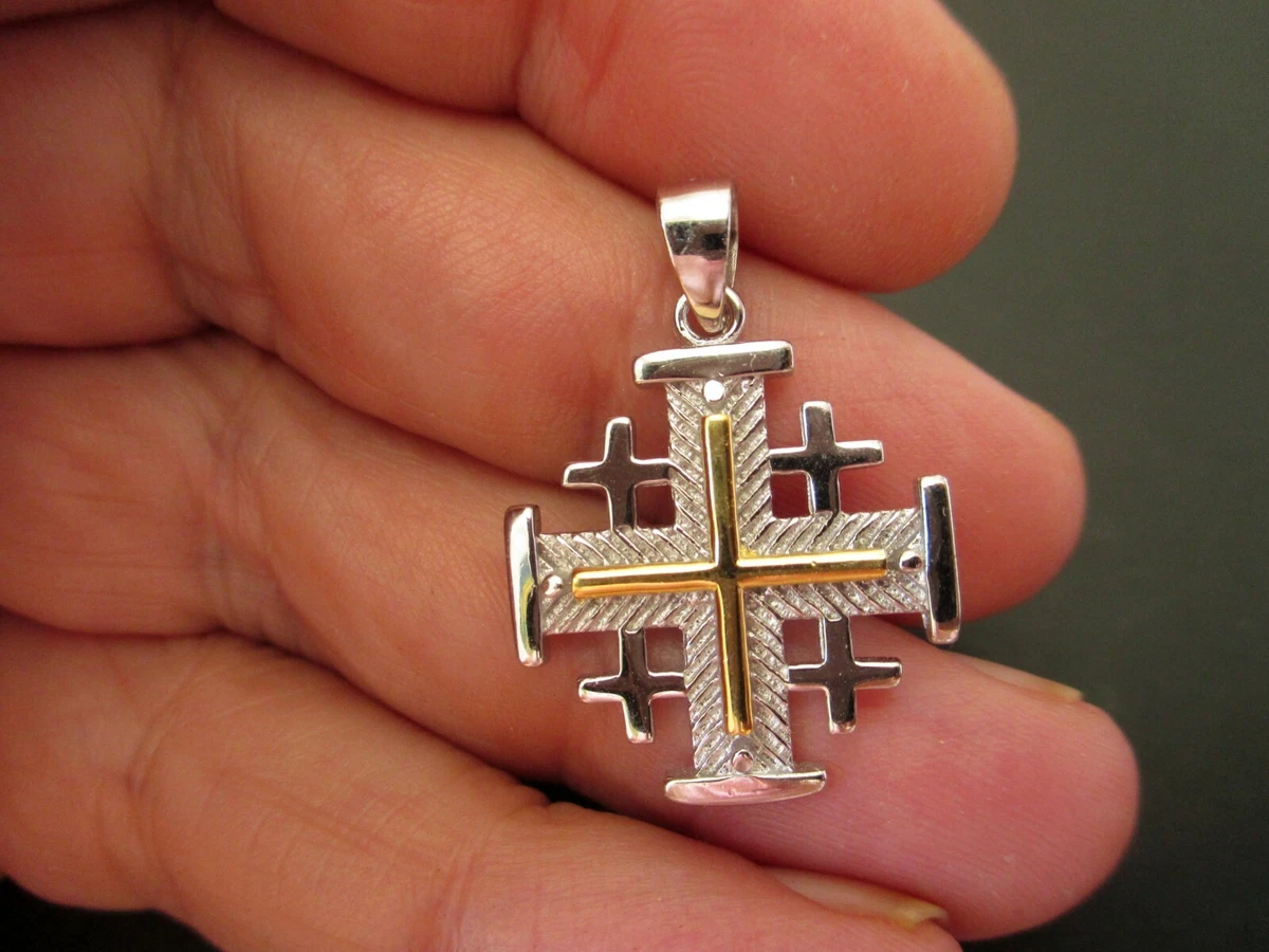 Sterling silver jerusalem cross pendant sale