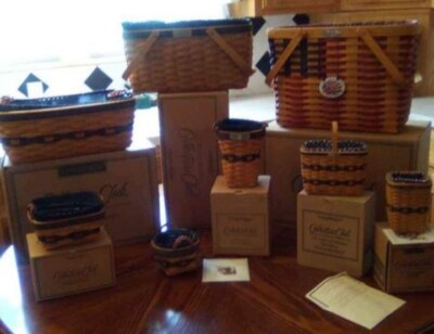 Lot Of 8 Fine Baskets from LONGABERGER Collector 1994-2003 +BONUS EXTRAs