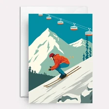 Birthday card skiing - ski birthday card - Piste