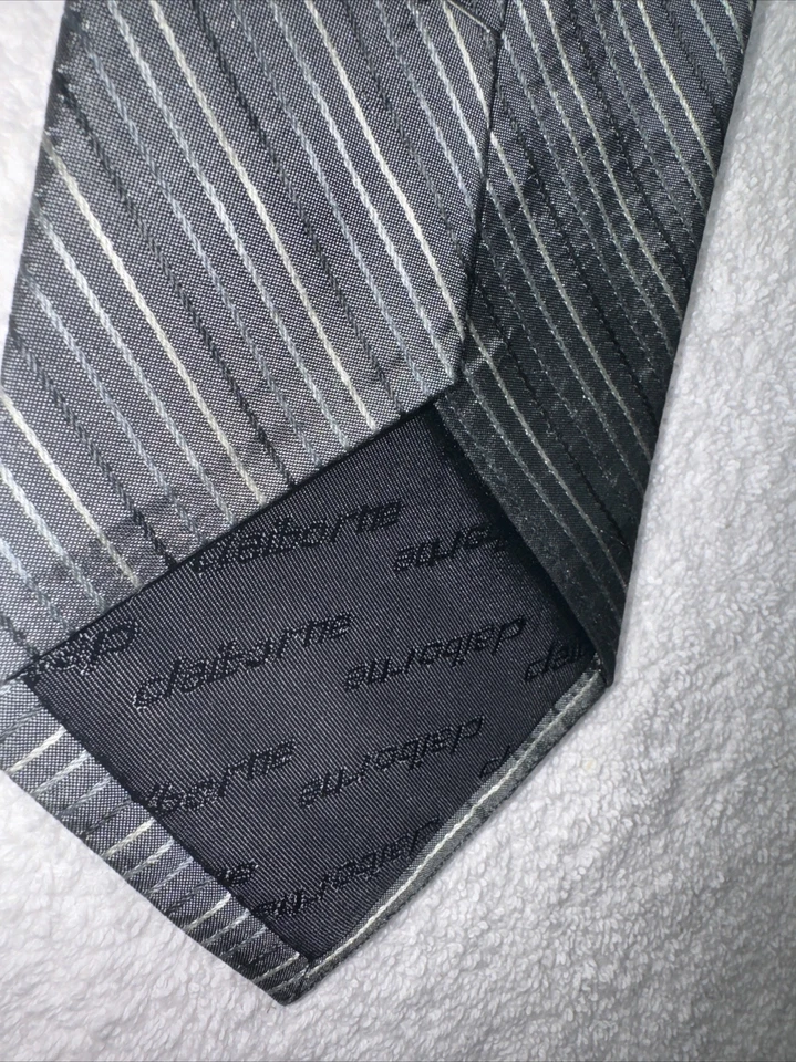 Mens Gray Concepts By Claiborne Handmade Striped 100% Silk Tie NWOT 4”W 59”L Foto 4 de 4