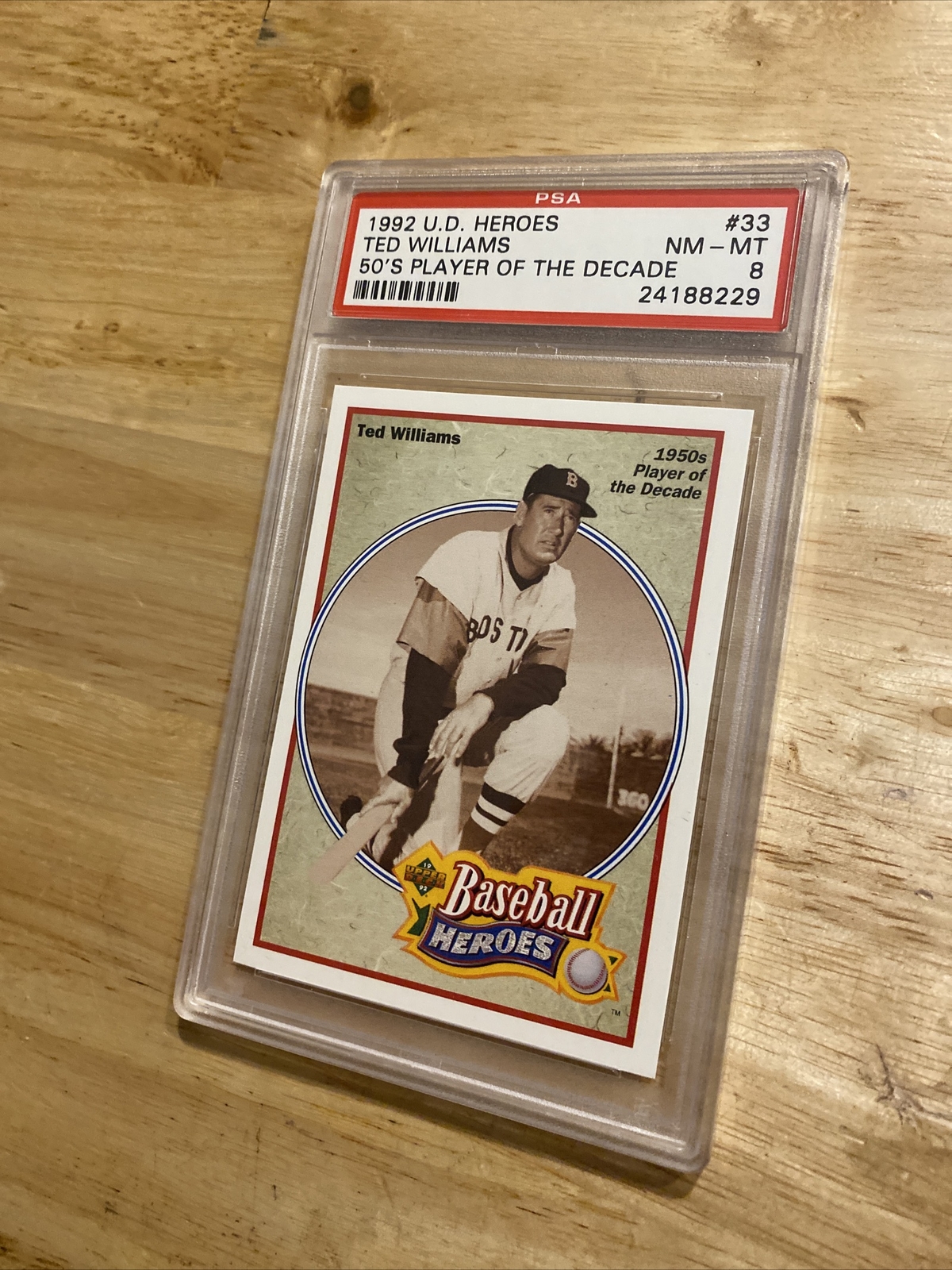 Ted Williams PSA 8 Vintage Baseball Card 1992 Upper Deck Boston Red Sox MLB HOF view 5