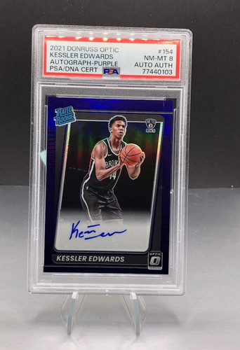 2021-22 Panini Donruss Optic Kessler Edwards Rated Rookie Purple Auto PSA 8 RC