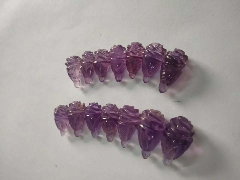 Amethyst Carving Flower 14 Piece Beautiful Carving 129.60 Cts Natural Gemstone - Image 2 of 4
