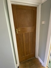 Genuine Edwardian  4 panel  pine door With Original Brass Handle