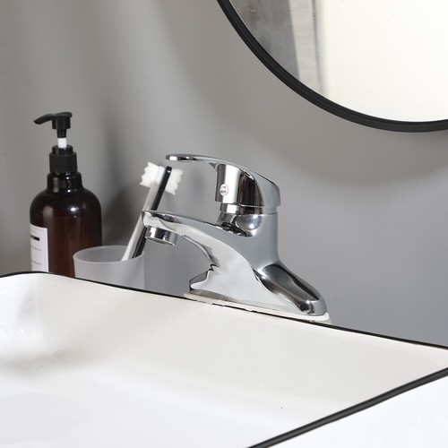 Grifo mezclador de grifo de lavabo de una manija para baño montado en cubierta de latón cromado - Imagen 11 de 11