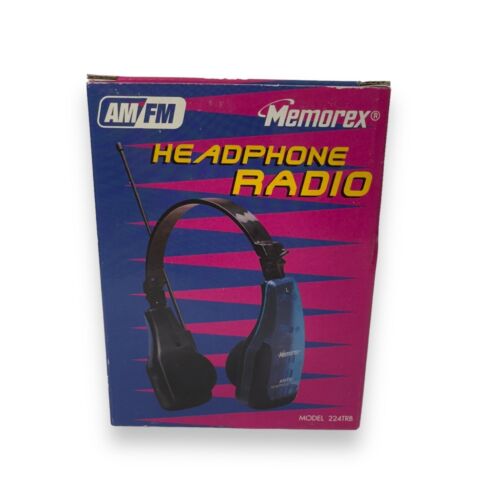 Vintage 90s Memorex AM/FM Headphone Radio Translucent Blue 224TRB - Picture 1 of 12