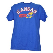 NCAA Kansas Jayhawks Est 1865 Royal Blue Mens Cotton Tshirt Tee Short Sleeve 